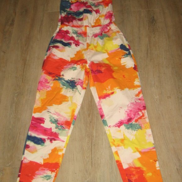 ❤️KATE SPADE SATURDAY ARTSY  Tube Top Jumpsuit Romper Multi Color Splash SZ M - Picture 9 of 9